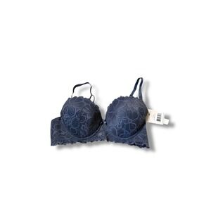 Carrie Amber NWT Luxe Lace Bra Size 38C Blue Padded Underwire Women's Intimate